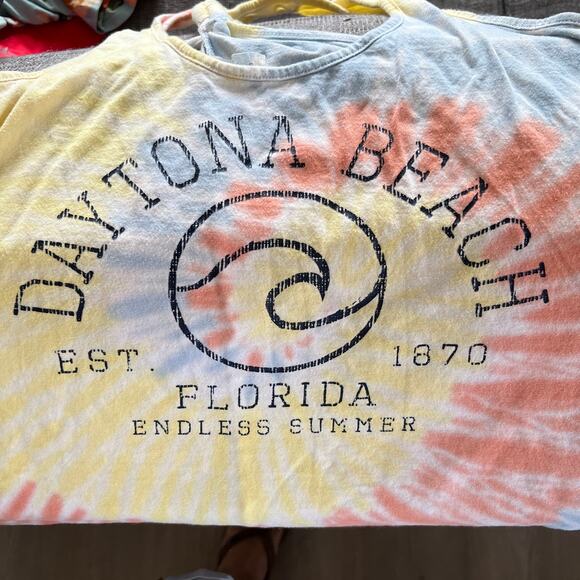 DAYTONA BEACH Sz S Racer Back Tank Tie Dye Back Knot Summer Festival Florida - Picture 2 of 5